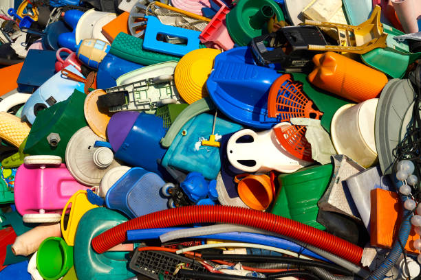 A closeup of a plastic waste pile