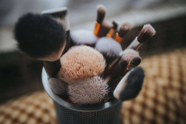 istock Closeup shot of different makeup brushes 1441581523