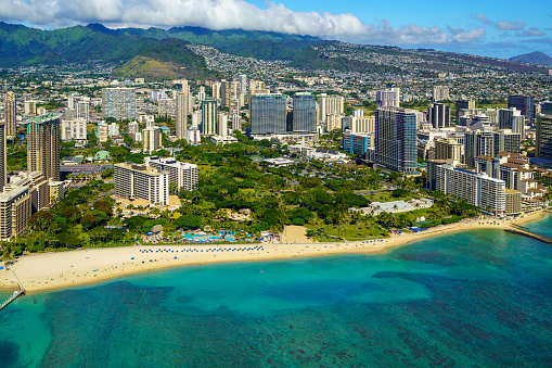 A stunning view of the Honolulu city on a sunny day