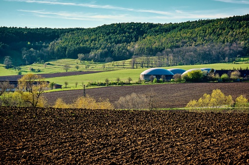 A closeup of biogas energy plant in the District of Neumarkt in Bavaria, Germany