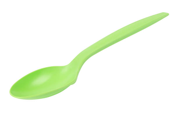 istock Plastic spoon isolated on white background. Disposable tableware set isolated with clipping path. 1441588298