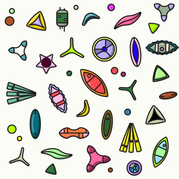Vector illustration of Diatoms_cartoon_colorful