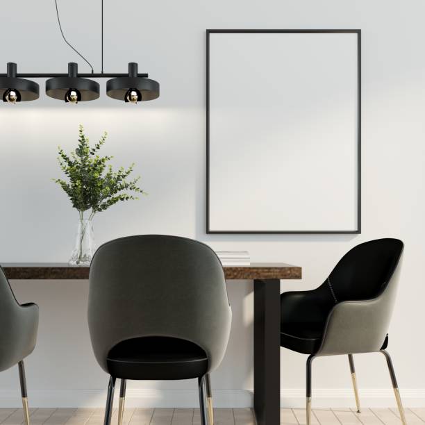 istock 3D interoir design for dinning room and mockup frame 1441590363