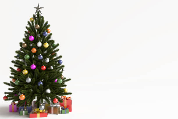 istock Balls and bells hanging from Christmas tree 1441593482