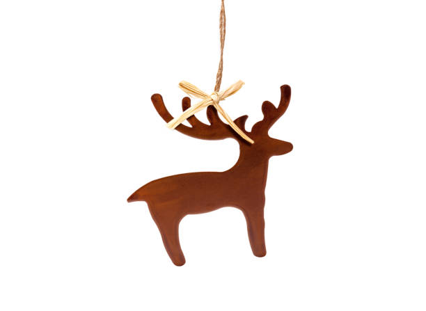 istock Christmas tag in deer shape isolated on white background 1441593557