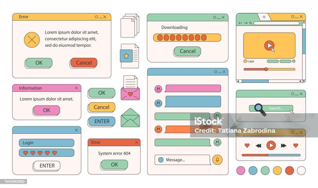 Sticker User Interface Set Of Retro Stickers 90s Retro Vaporwave Old Desktop User Interface ...