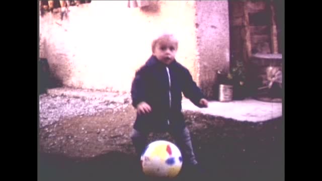 70's 8mm Footage - 2 Years Old Boy Playing Basketball at Home