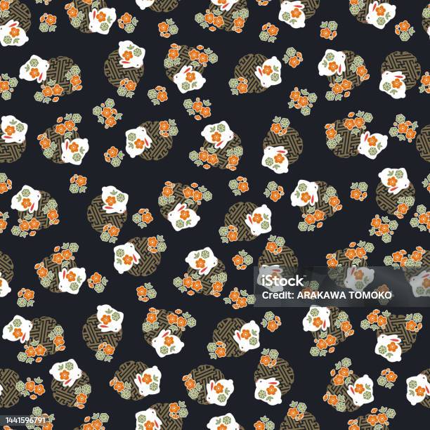 Japanese Pattern Auspicious Crest And Rabbit Seamless Pattern Japanese ...