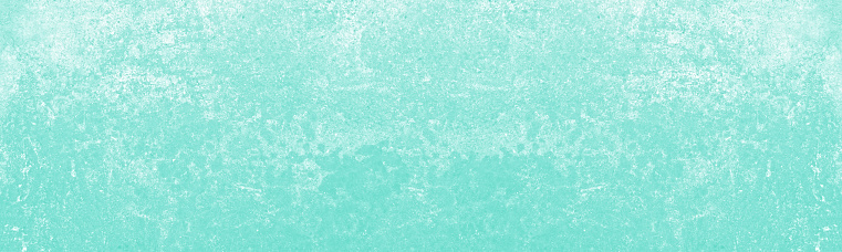 Pastel turquoise color textured surface abstract wide panoramic background. Light teal colour shabby rough texture