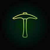 istock Pickaxe green outline icon. Vector pick axe concept linear sign or logo element 1441597764