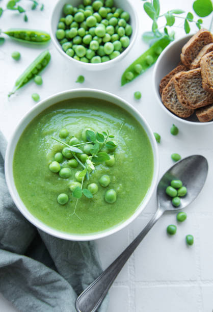 istock Fresh vegetable soup made of green peas 1441598504
