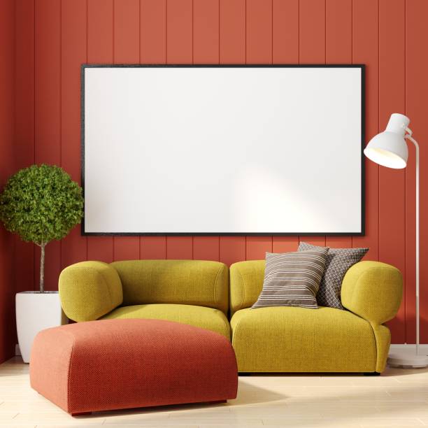 istock 3D interoir design for living room and mockup frame 1441604705