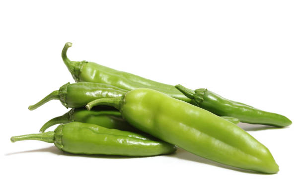 istock Fresh Green Chili Peppers Isolated on White Background 1441605071