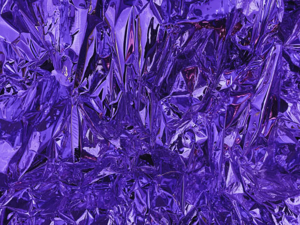 istock Light purple foil leaf shiny texture, wrinkled wrapping paper for background and design art work. 1441606452