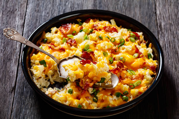 istock cauliflower bacon cheese casserole in baking dish 1441607334