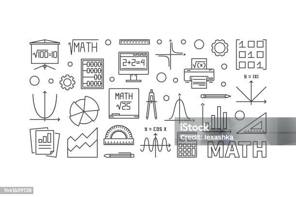 Math Edication Design Math Education Concept Horizontal Banner Stock Illustration - Download ...