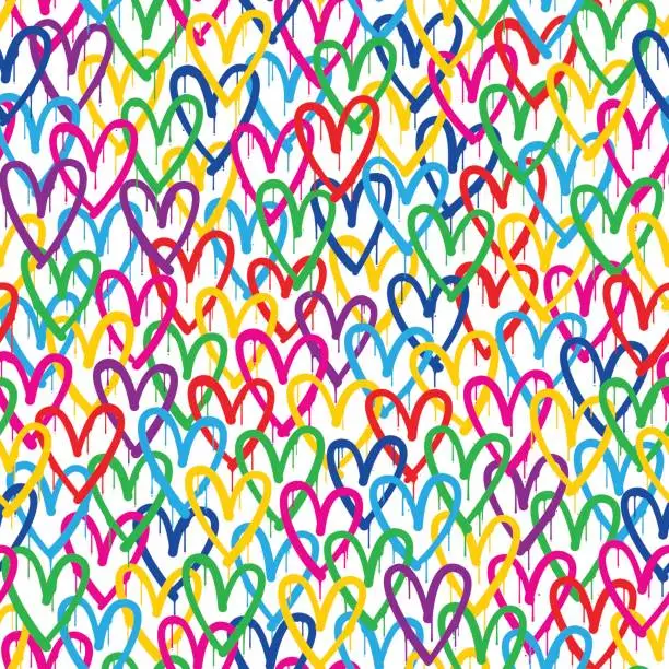 Vector illustration of Hearts Graffiti Spray Paint Valentine's Seamless Pattern Love Background