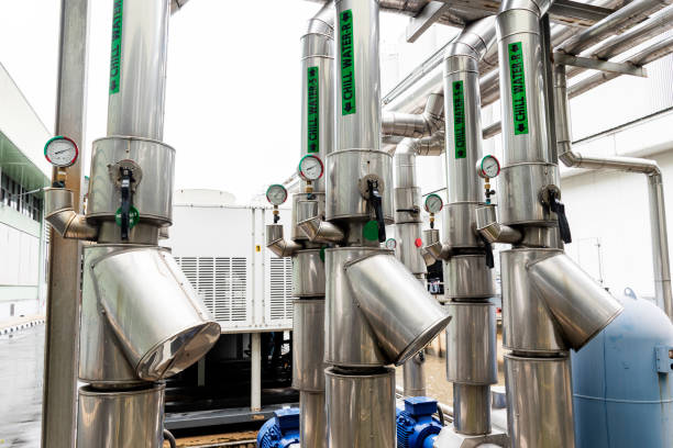 istock Pipeline system to deliver cold water into the production process. 1441613761