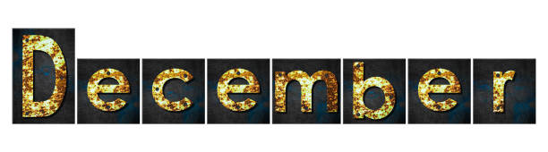 istock December. Words made from rusty iron letters. Isolated on white background. Months of the year concept. Design 1441614073