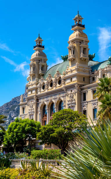 Monte Carlo Opera house Salle Garnier and Casino at French Riviera coast in Monte Carlo district of Monaco Principate stock photo