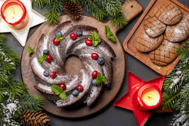 istock Christmas cake with blueberries, cranberries and mint 1441617069
