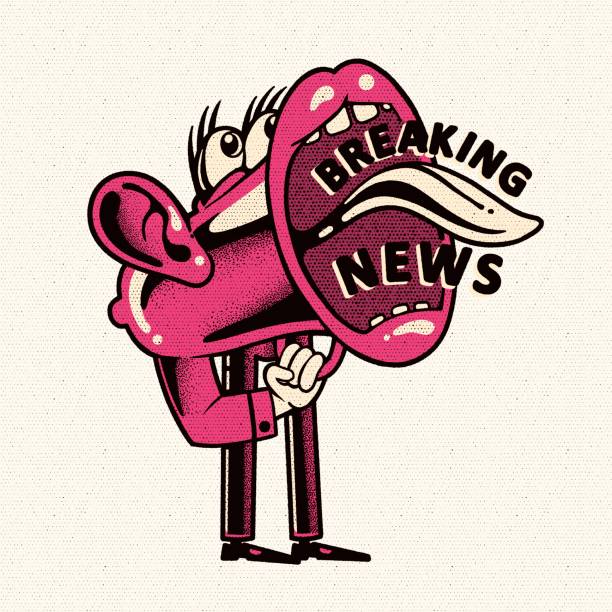 Breaking news megaphone character vector art illustration