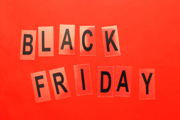 istock inscription black friday sale on a red background. 1441619014