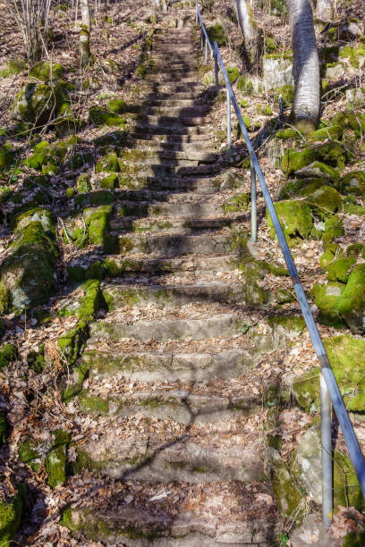 istock Old stone staircase in a rocky terrain 1441624055