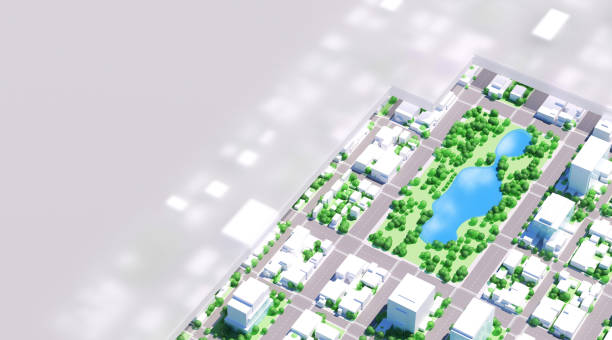 istock Planning a green city: sustainable 3D project with copy space 1441624113