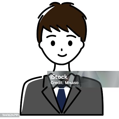 istock Businessman smiling in a suit (upper body) 1441624791