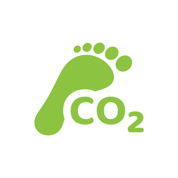 ilustraciones, imágenes clip art, dibujos animados e iconos de stock de icono vectorial de huella de co2 - carbon dioxide environment leaf climate