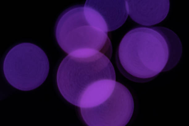 Purple blurry bokeh lights on black background