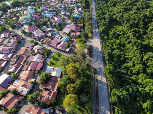 istock Neighborhood in green forest park 1441636124