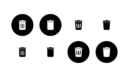 trash icon. bin, delete, garbage and rubbish. black style - stock vector.