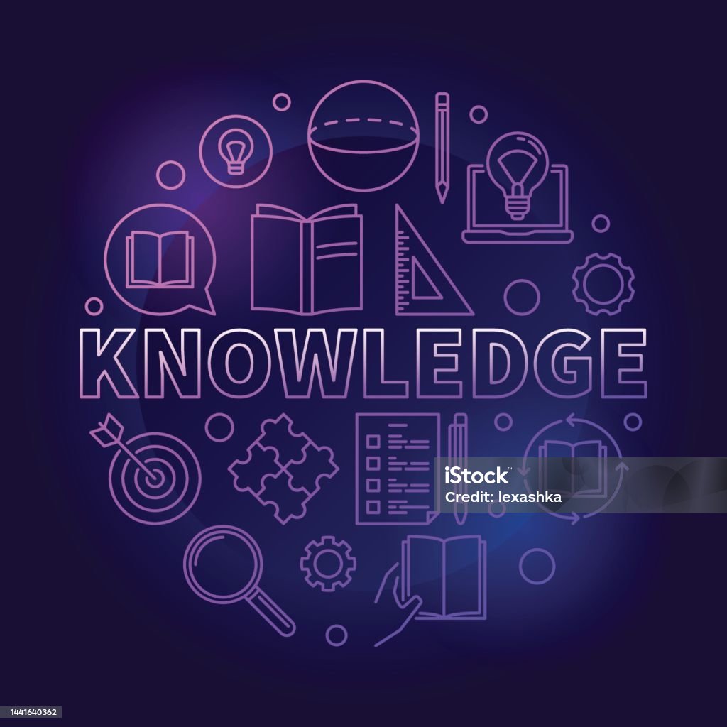 Rounded Knowledge Knowledge Vector Round Colored Education Outline Illustration Stock ...