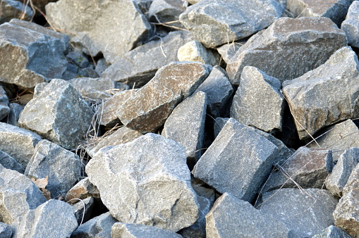 A pile of rock boulders at a quarry