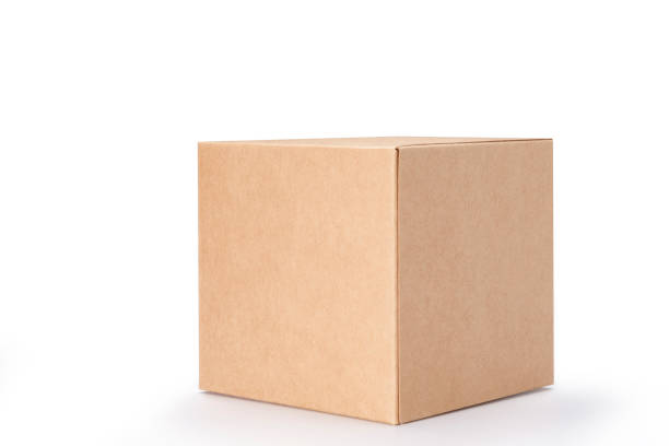 istock Close up of a Brown box on white background with clipping path 1441641306