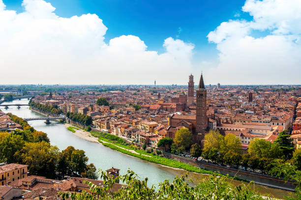 istock Verona city landscape with blue sky. 1441643347