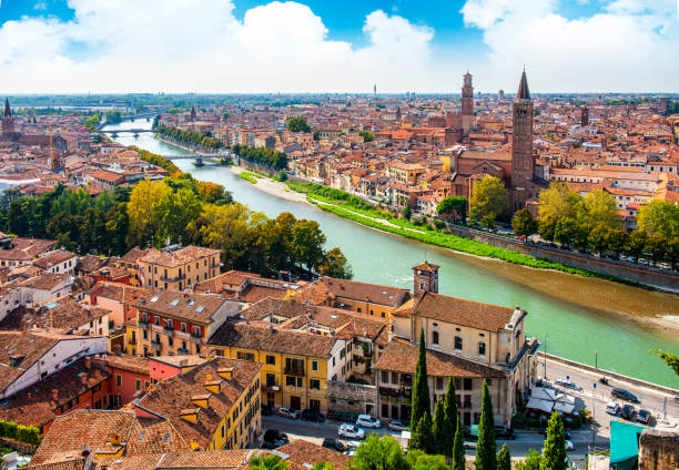 istock Verona city landscape with blue sky. 1441643376