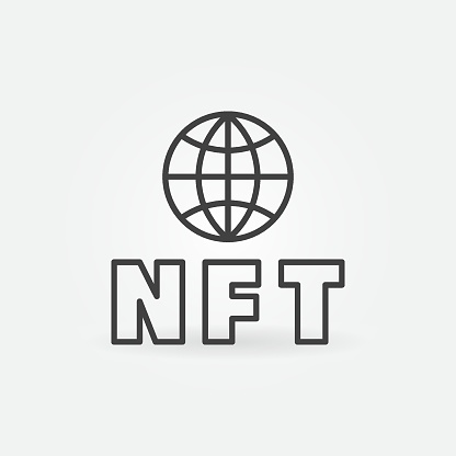 Non Fungible Token or NFT linear vector concept icon or logo element