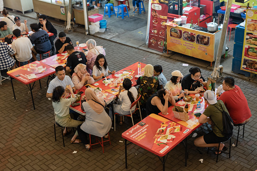 Bandung Indonesia July 23 2022 Crowd Of Residents Enjoy Dinner At