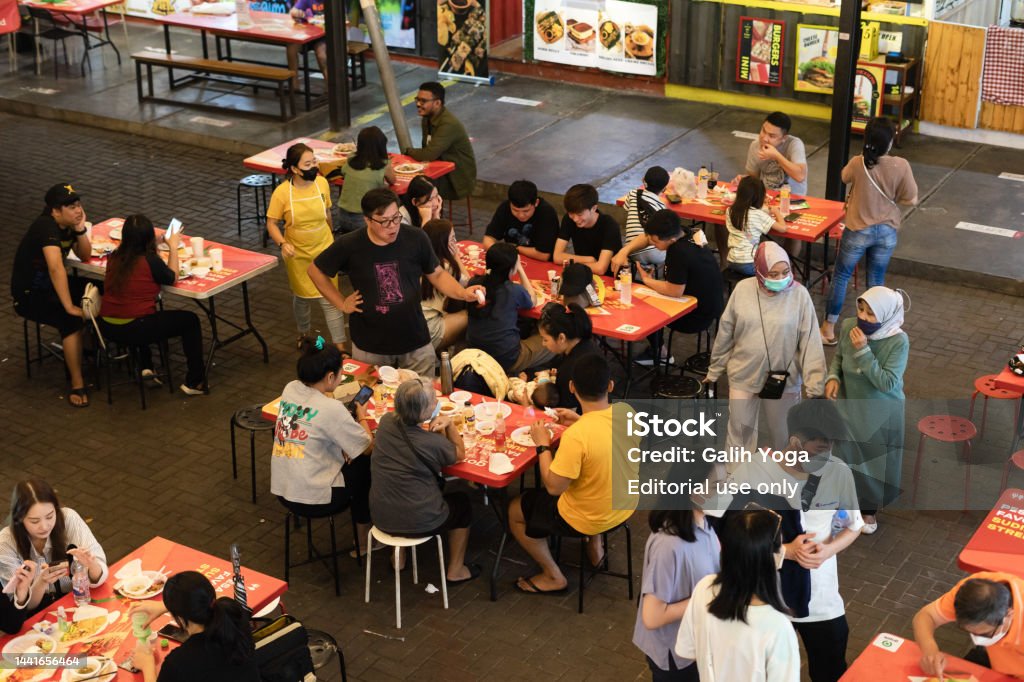 Bandung Indonesia July 23 2022 Crowd Of Residents Enjoy Dinner At