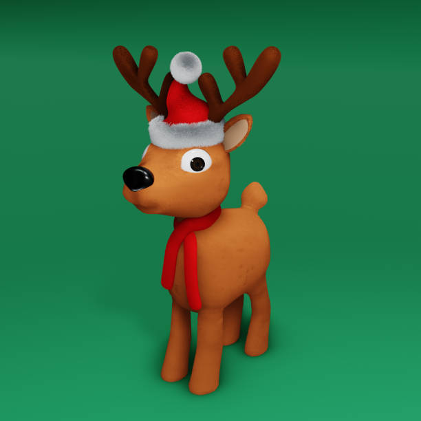 istock Cute Christmas reindeer figurine. 3D render 1441656570