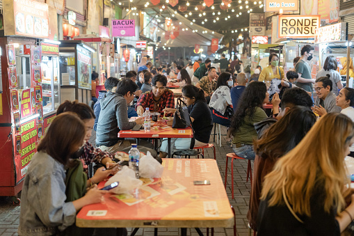 Bandung Indonesia July 23 2022 Crowd Of Residents Enjoy Dinner At