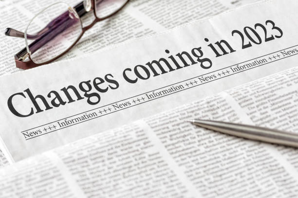 A newspaper with the headline Changes coming in 2023 stock photo