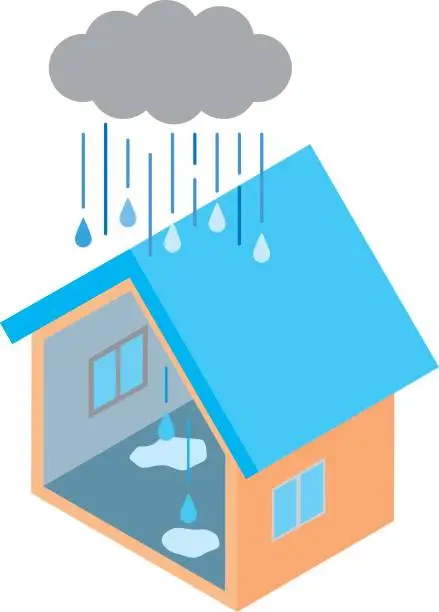 Vector illustration of house leaking