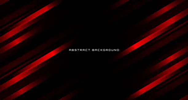 Vector illustration of 3D black red geometric abstract background overlap layer on dark space with line effect decoration. Minimalist graphic design element stripes style concept for banner, flyer, card, or brochure cover