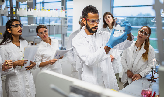 Scientists working in the laboratory