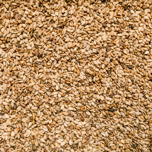 Sesame seeds High angle vie of sesame seeds.Close-up view of healthy food of sesame seeds made with an iPHONE SE 2do generation. Using ambient natural light from window. sesame stock pictures, royalty-free photos & images