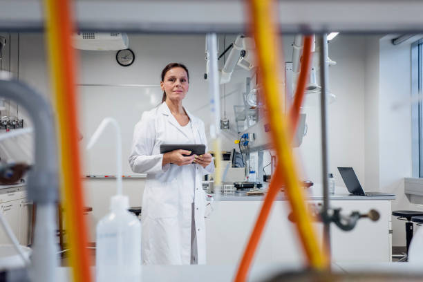 Portrait of a scientist in the laboratory stock photo